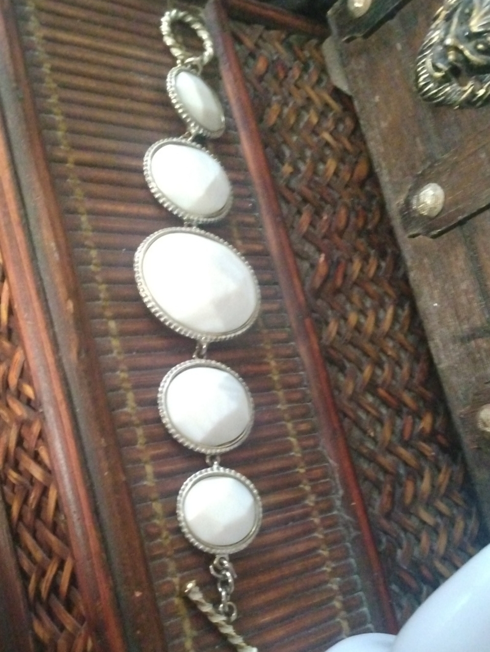 White Stone Gold Tone Link Bracelet - Women Jewelry